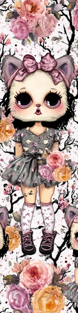 Free kawaii cats bookmark featuring a white bookmark with a kawaii cat